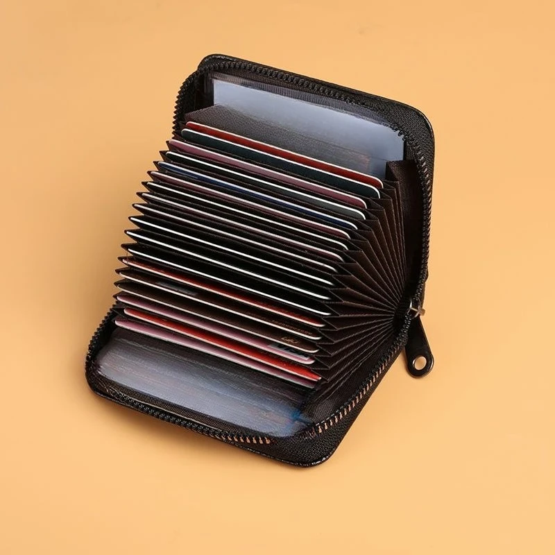 Card bag Women's multi-card space Large capacity anti-bank card cover Driving ID bag Zipper Ultra-thin change bag