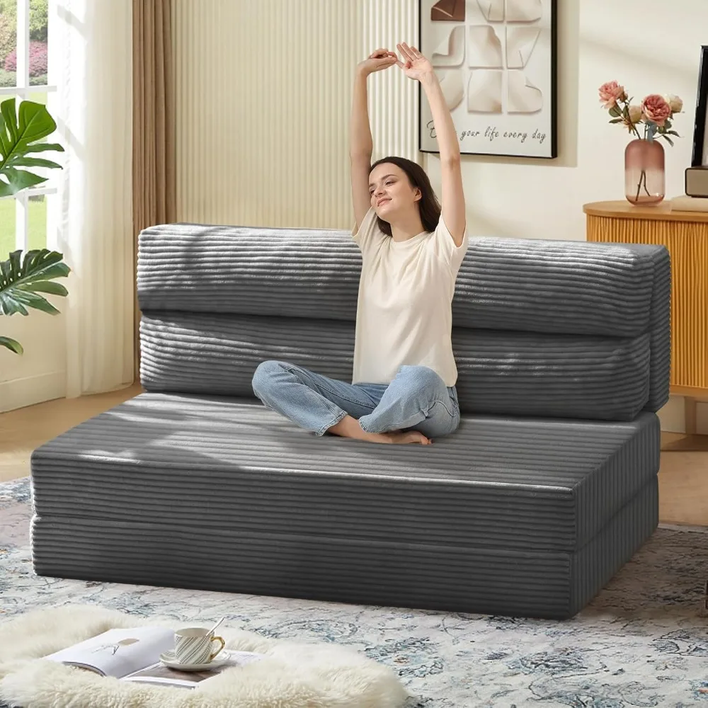 Folding Sofa Bed, Convertible Sleeper Chair, with Pilow Foldable Matress, 2 in 1 Pull Out Loveseat Sofa Portable Fold Out Chair