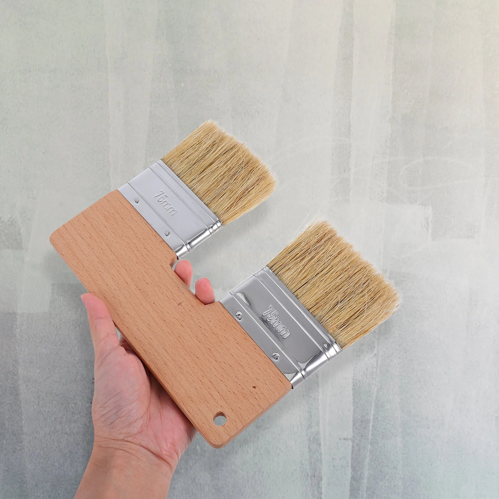 

Natural Pig Bristle Double Heads Art Brush Flat Shape for Texture Blending Oil Painting Supplies Creative Detail Work