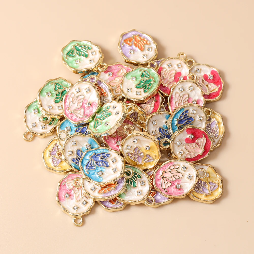 Leslie 10 Stück Emaille Bunte Ölgemälde-Schmetterlingsanhänger DIY Ohrringe Halskette Schmuckherstellung Handgemachter Schmuck Zubehör – Detail 4