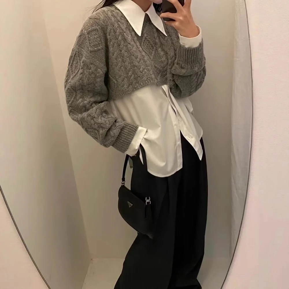 

Women's Quilted Short Knitted Sweater Popular European And American Fashion Ins Clothing