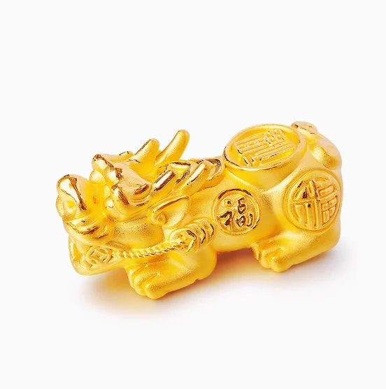 999 real gold charms fine gold pixiu loose beads for diy handstring