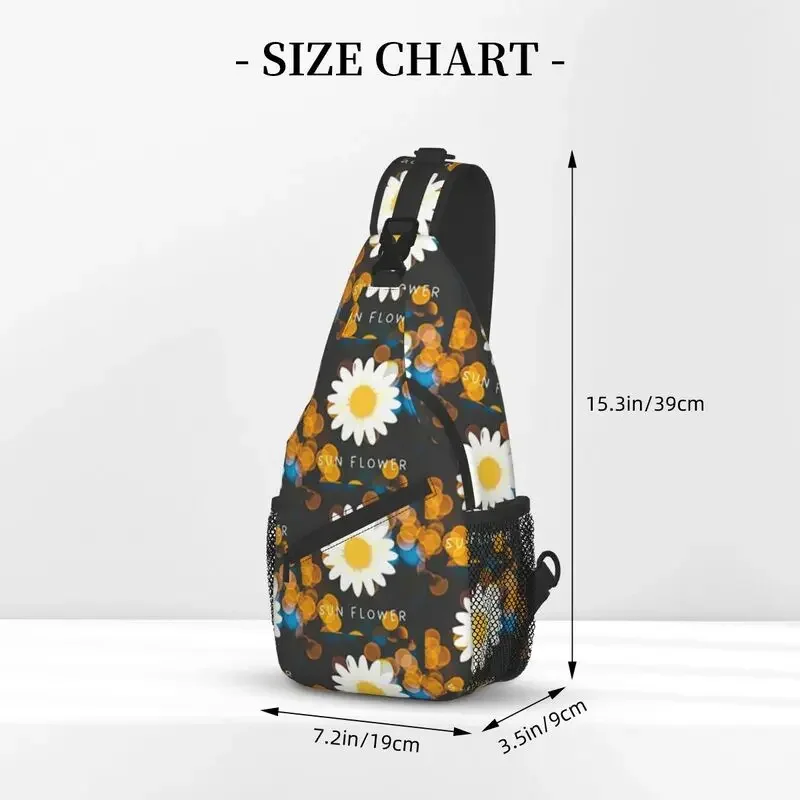 Moda girassol branco estampas crossbody sling mochila masculina sol flor ombro saco de peito para viajar