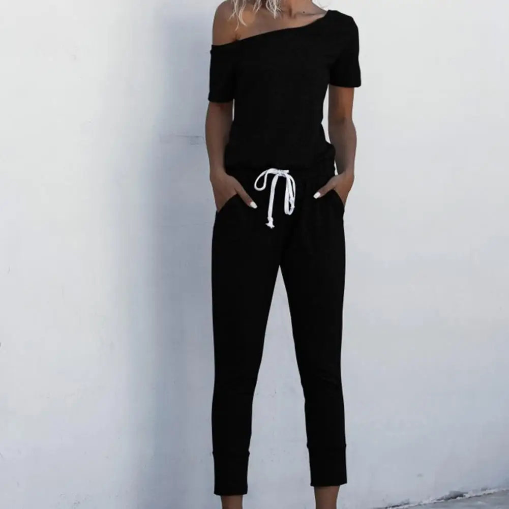 Romper Casual Ladies Jumpsuit Cropped Trousers Breathable  Casual Women Solid Color Casual Romper