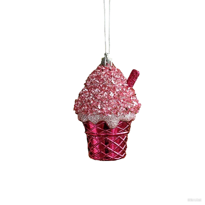 

Cartoon 3D Christmas Ornament Red Glitter Cake Bear Snowman Lollipop Pendant Sparkling Hanging Decor for Home Tree Party Gift
