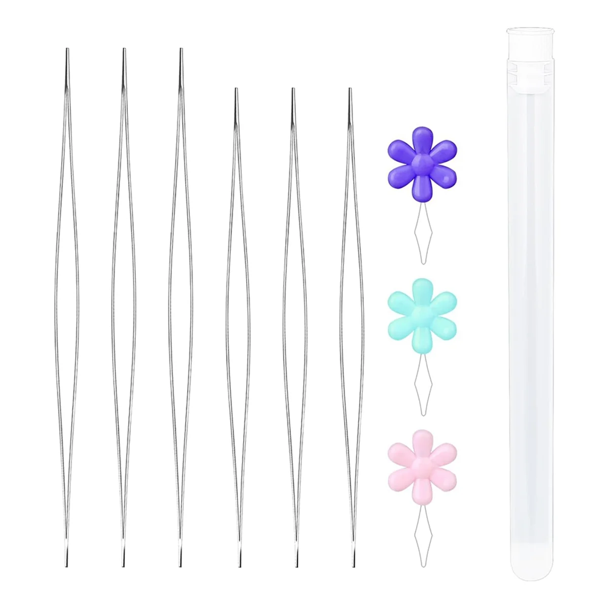 

9 Pieces Large Eye Beading Needles for Jewelry Making, Foldable Bracelet Needles with Bottle, Needles for Beading