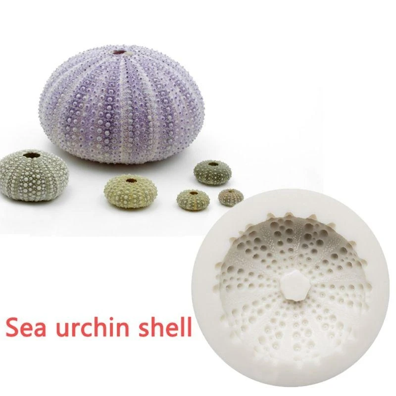 H7BF Silicones Baking Molds Sea Urchin Shell Cookie Moulds Silicones Texture Easy Cleaning for Cookie and Chocolate