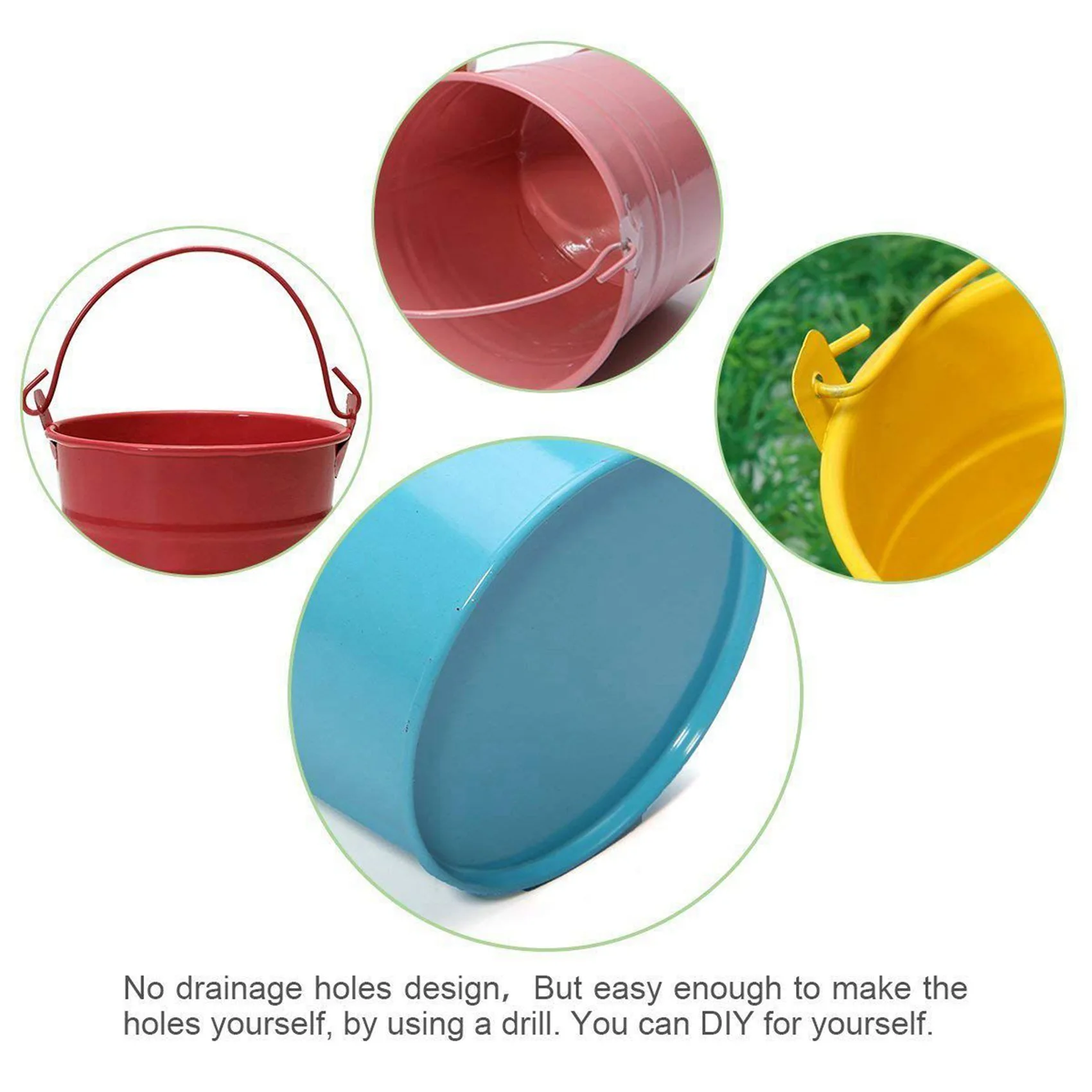 AT13 24Pcs Planter For Flowers Mini Buckets Metal Table Decoration (Random Color)