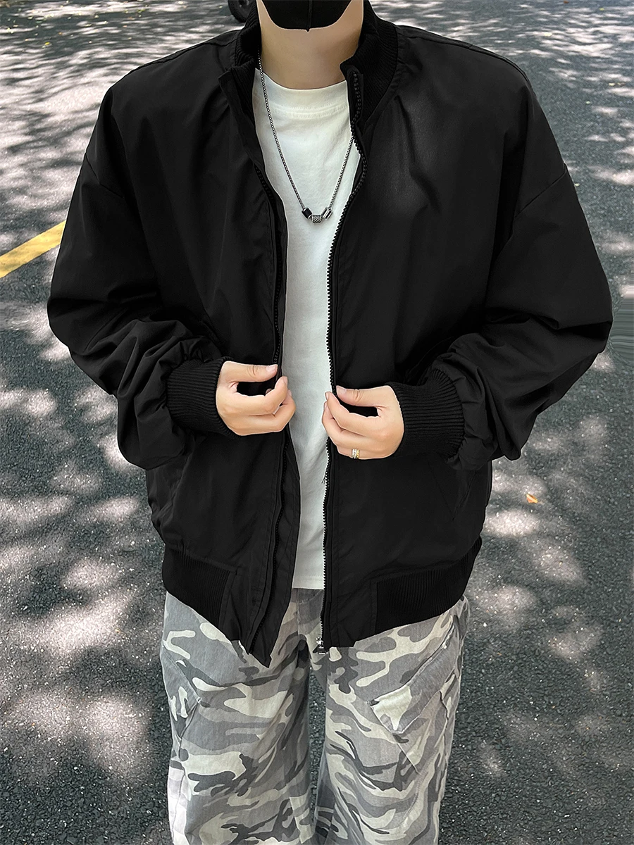 

Men's Workwear Jaet Stand Collar Windproof Baseball Sle Casual Autumn Faionable Pilot Coat Vintage Long Sve Zipper