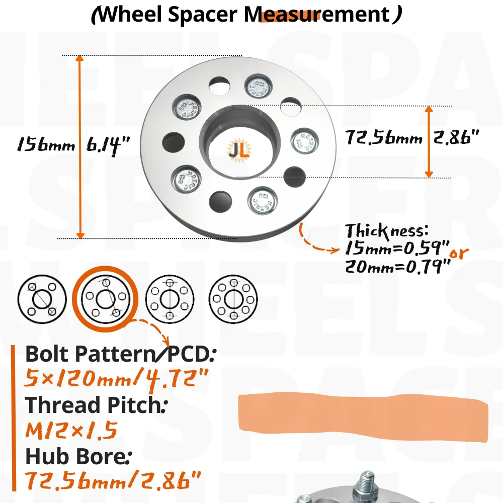 PCD 5X120 Hub Bore 72.56MM Forged for BMW Universal Series Car 5 Lug Wheel Spacers Qty(2)