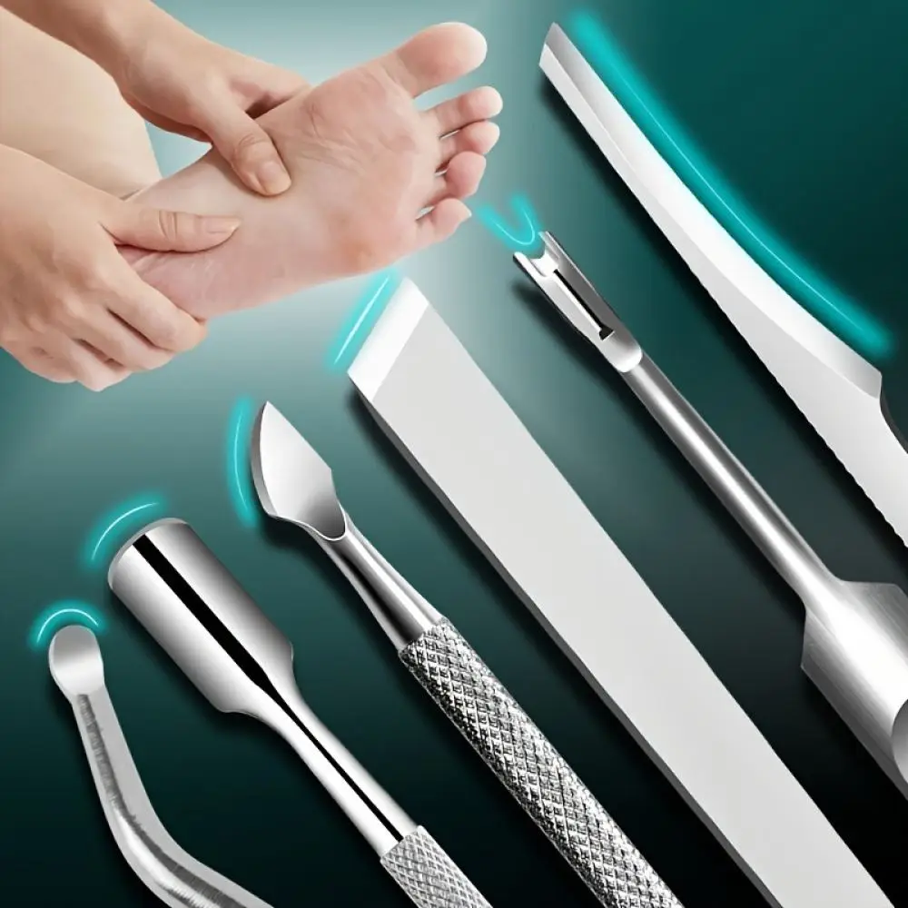 Portable Stainless Steel Pedicure Kit Foot Care Tools Callus Remover Dead Skin Scraper Ingrown Nail Grooming Set