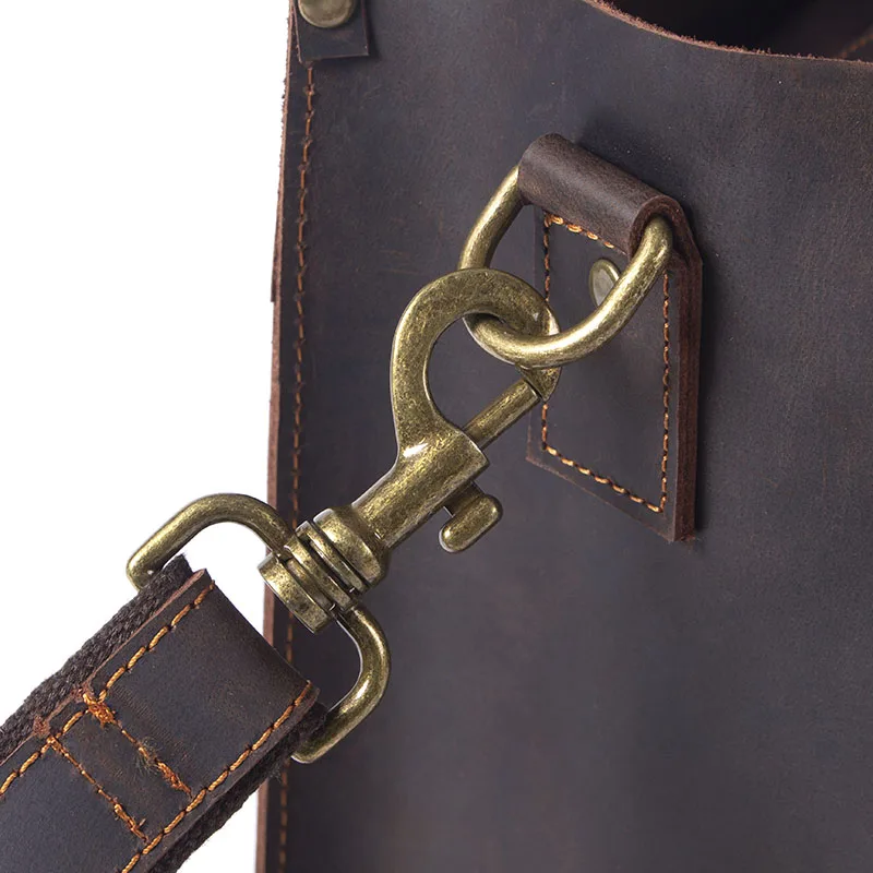 S.WORKER Vintage Echtleder Herren-Handtasche Rindsleder Aktentasche Schultertasche Handgefertigte Tragetasche 2020 NEU Crazy-Horse-Leder – Detail 15
