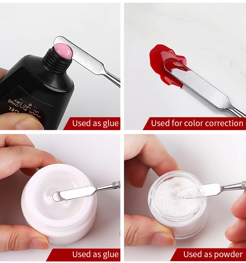 Stainless Steel Double-headed Nail Brush Extension Glue Removal Stick Gel Removal Spatula Nail Polish Dipping Removal Tool