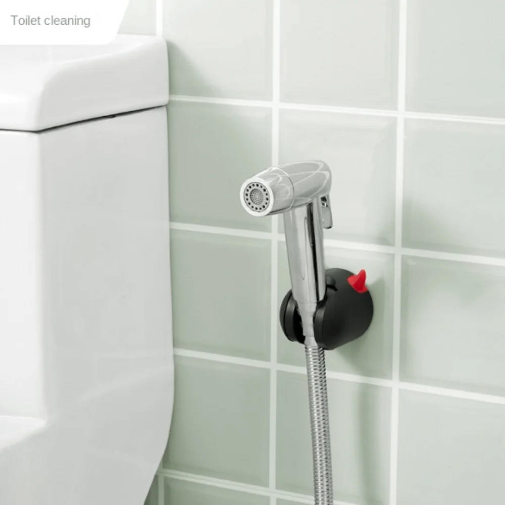 Ajustável Punch-Free Shower Head Rack, Cute Shower Nozzle Hanger com adesivo traseiro, suporte estável