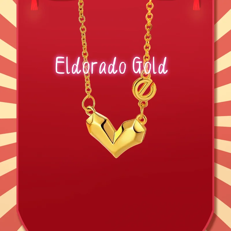 

2025 2025 9999 Real Gold 24K Mirror Gold Love Necklace Gold Love Letter e Collarbone Chain