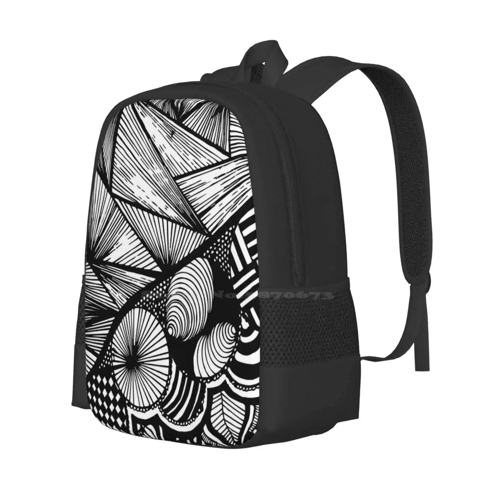 Harmony In Complexity 9 Hot Sale Schoolbag Backpack Fashion Bags Zentangle Mandala Ink Funny Pattern Flower Floral Bird Doodle