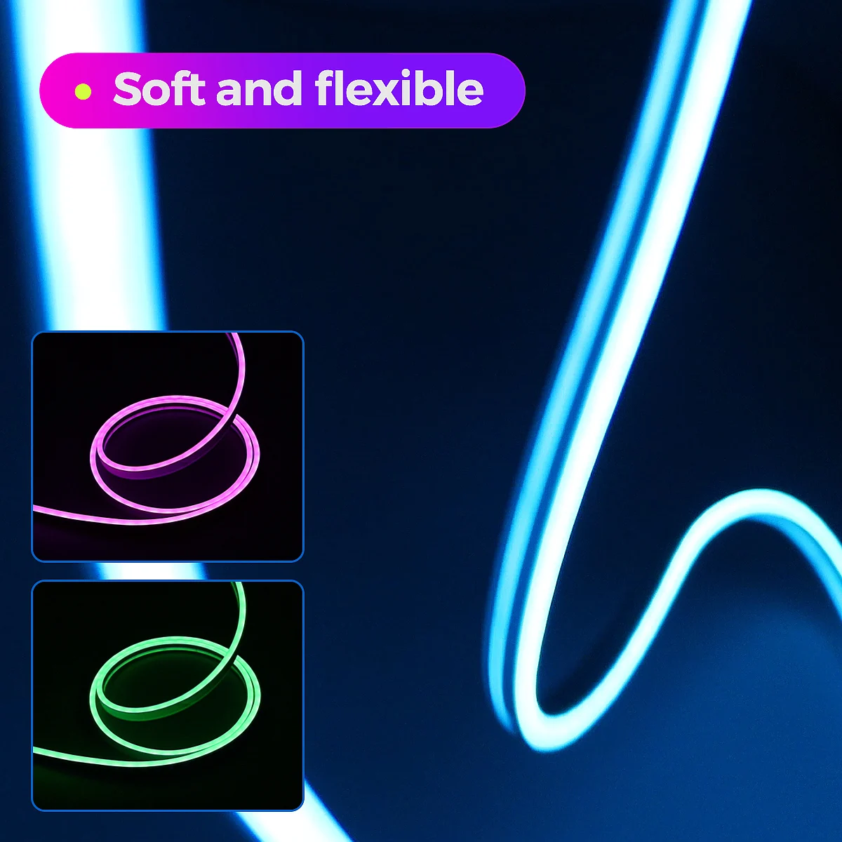 USB Neon Rope Lights, Led Rope Lights Control with RF Remote, RGB Led Neon Lights, Gaming Led Neon Light Strip for Bedroom