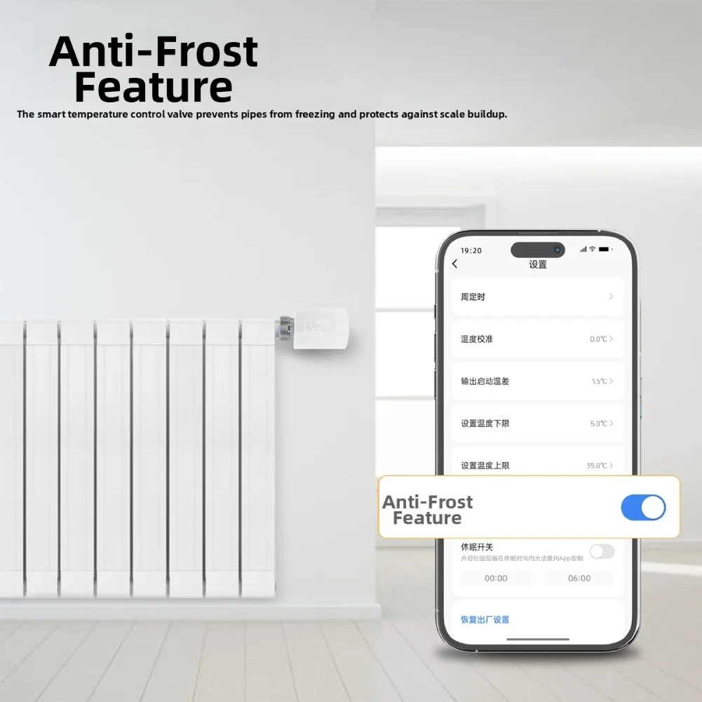 Smart TRV Valve for Tuya For Zigbee WiFi with Remote Control Programmable Scheduling and Energy Saving Operating Modes