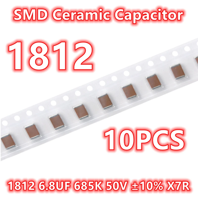 

(10pcs) Original 1812 6.8UF 685K 50V ±10% X7R 4532 SMD Ceramic Capacitor IC