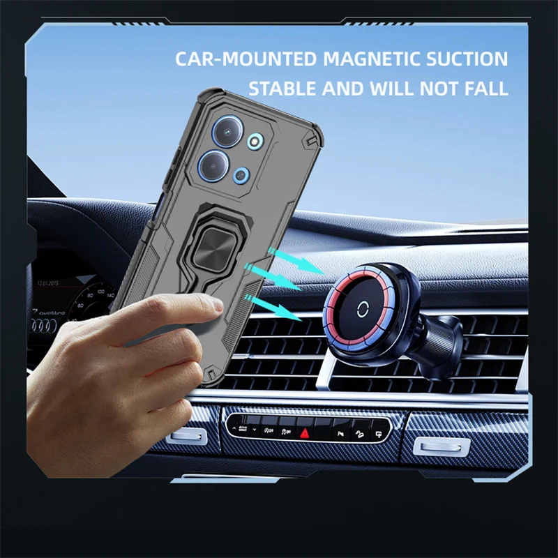 Etui z podpórką do Xiaomi Poco C85 4G, osłona obiektywu, pierścień podtrzymujący, magnetyczny uchwyt, obudowa, fundas, coque