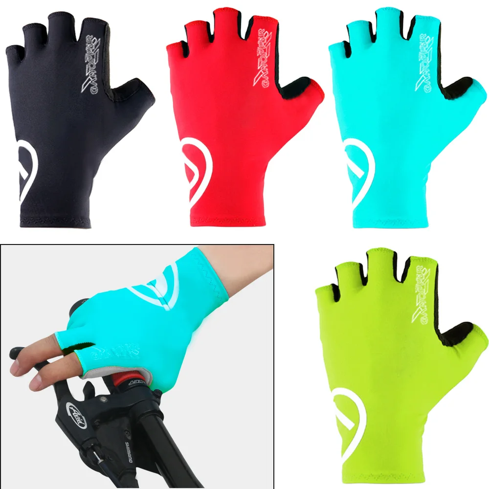 Kurze Radfahren Handschuhe Finger Handschuhe Brechen Wind Anti-slip Fahrrad Lycra Stoff Halb Finger Handschuh für Mtb Bike Sport racing