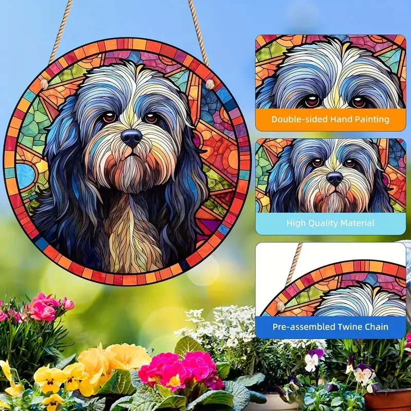 Commemorative Dog Gift Window Pendant Special Shaped Dots Art Acrylic Ornaments Pendant Halloween Home Wall Window Decor Gift