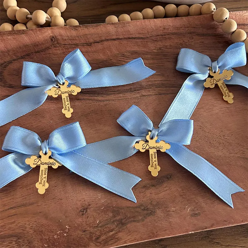 Etiquetas Personalizadas para Recuerdos de Bautizo, Etiquetas Acrílicas con Cruz y Espejo, Regalo para Baby Shower, Decoración Mi Bautizo