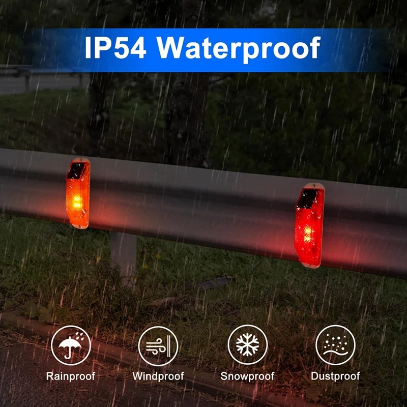 B34B-Solar Warning Lights, Bright Solar Strobe Lamp Magnetic Base, Waterproof LED Beacon Safety Light Outdoor 4 Pack