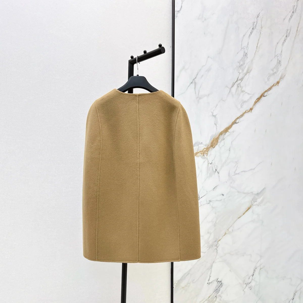 2026 high-quality women's round neck full zipper loose short silhouette wool jacket--hb729