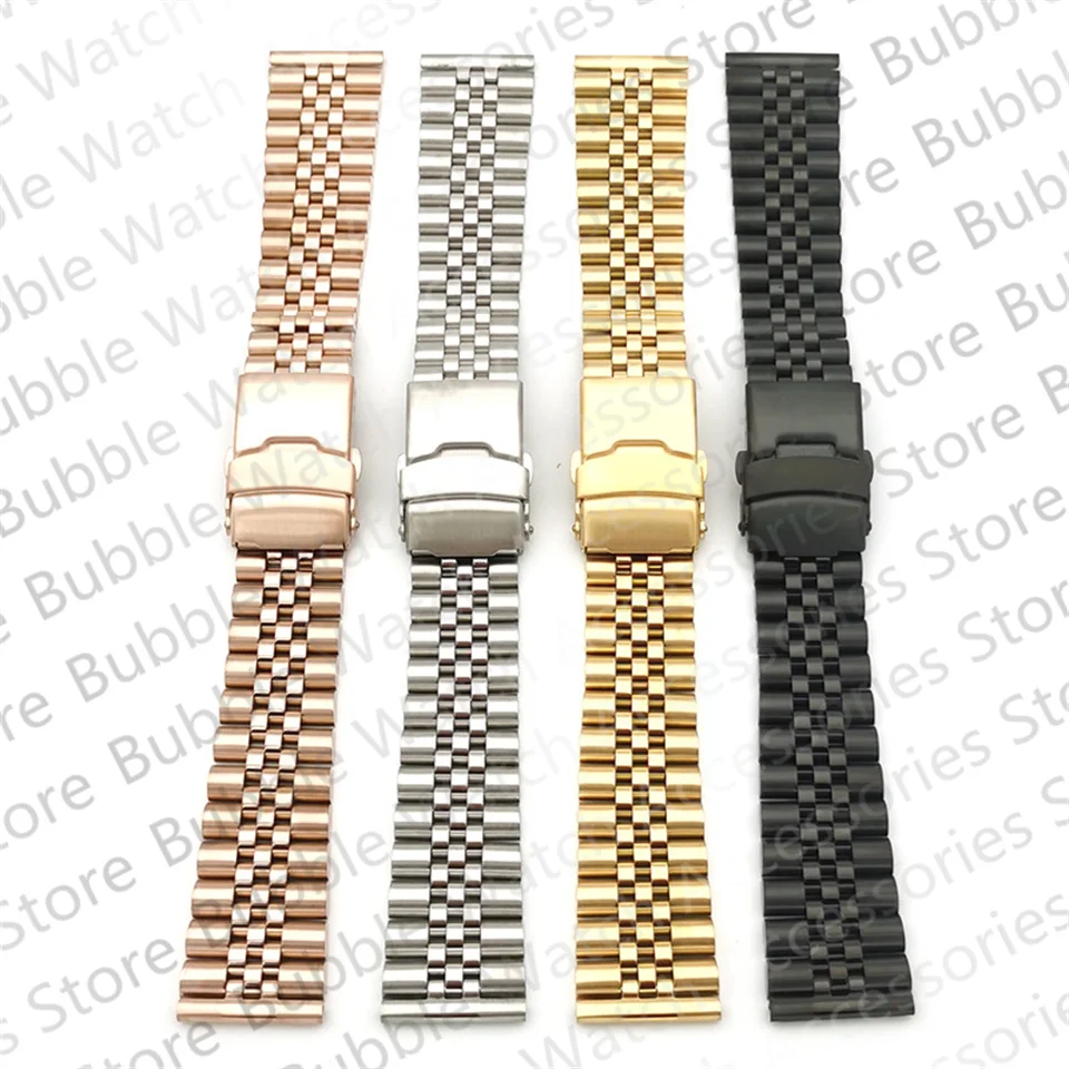 

20MM 22MM Black Sliver Gold Stainlee Steel Watch Band Fit For SKX Diving Type