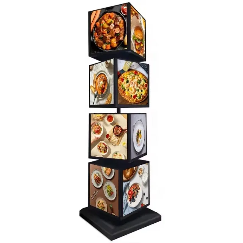 Fruit Shop Vertical Square Rotating Light Emitting Diode Light Box Advertising Dynamic Logo Acrylic Light Emitting Diode