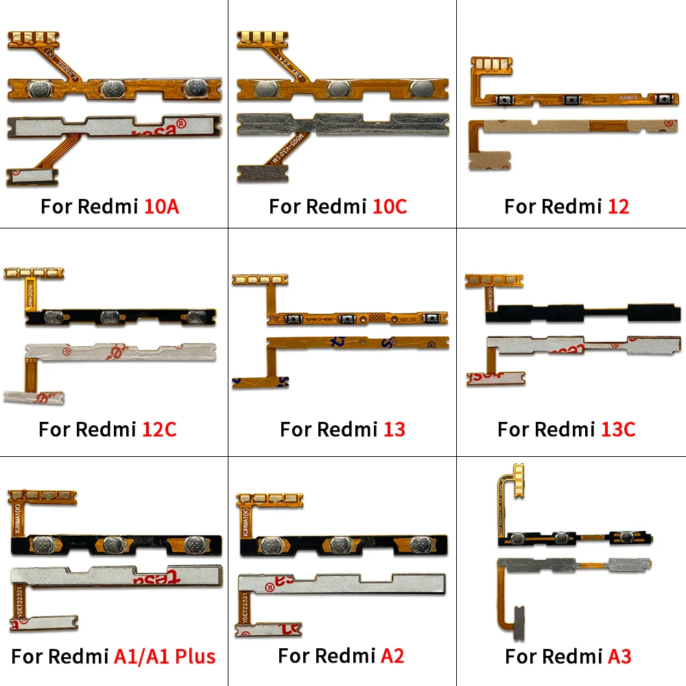 NEW For Xiaomi Redmi 13 13C 12 12C 14C A1 Plus A2 A3 10 10A 10C 9 9A 9C 9T 8 8A Power on/off Volume Key Button Flex Cable Ribbon
