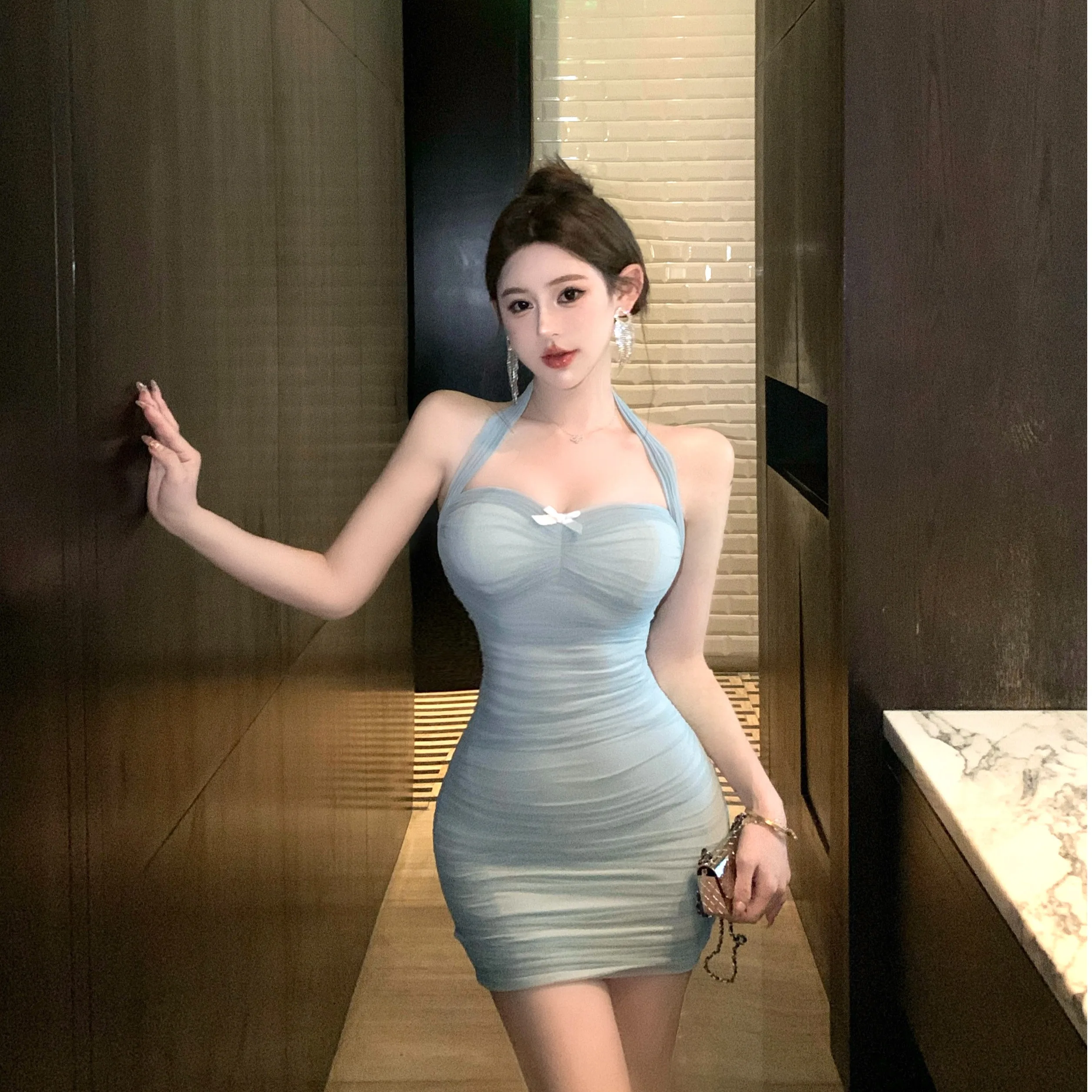 Brtte Ne Hängen Mich Wrap Bodycon Dr Hohe Taille ort Rock Koreanische Sle Frühling Herbst Neue Sle Abnehmen Dr