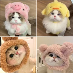 Funny Pet Headband Plush Yarn Cat Dog Cap Panda Pig Pet Warm Pet Hat Chick Cosplay Supplies Headdress Costume Cat Accessories