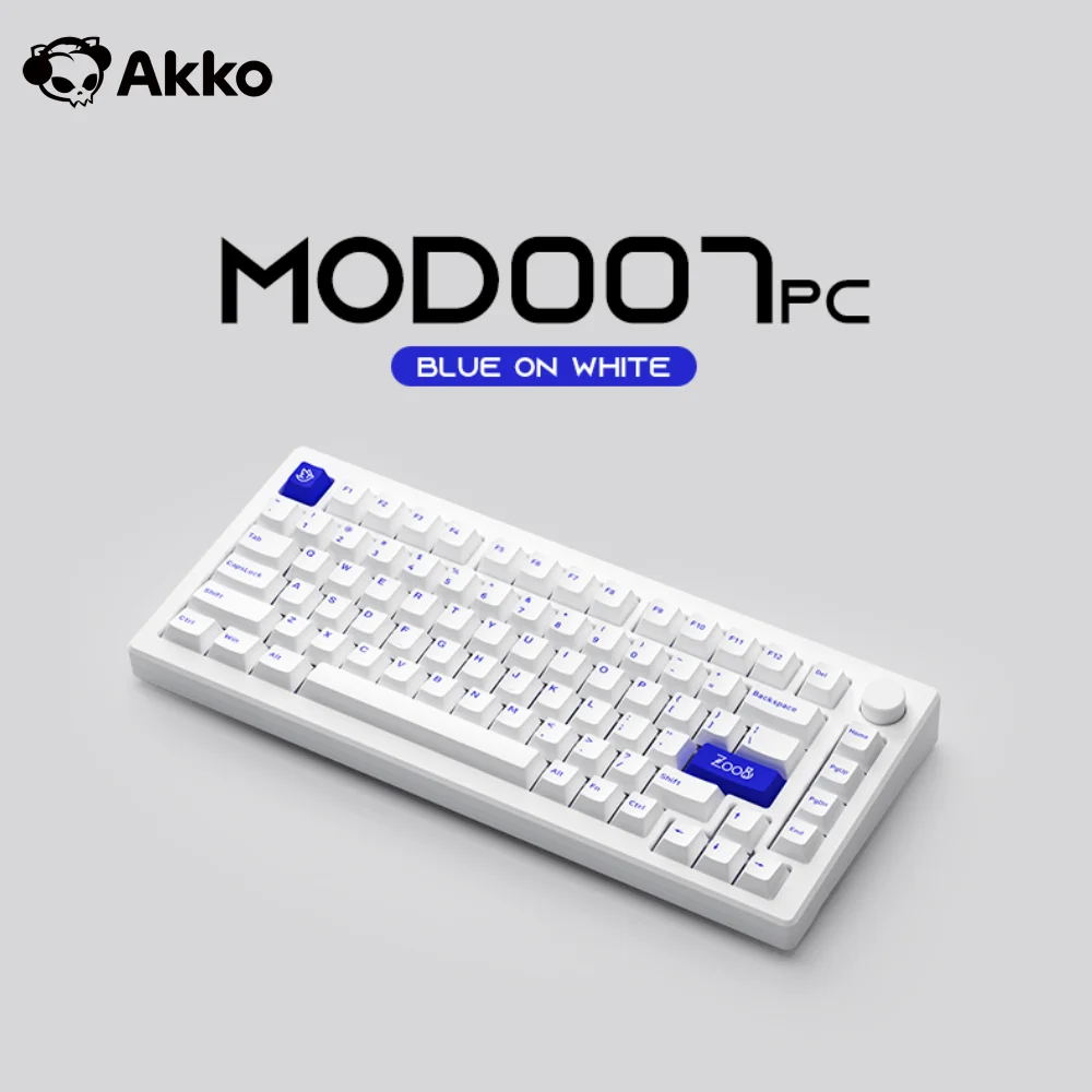 

Akko MOD007B PC Blue White Mechanical Keyboard 75% RGB Hot Swap Wired/2.4GHz/BT Cherry Profile Gasket Structure Gaming Keyboard