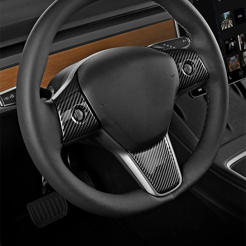 ل تسلا نموذج Y نموذج 3 2017 2018 2019 2020 2021 2022 2023 2024 عجلة توجيه سيارة زر الديكور غطاء الملحقات