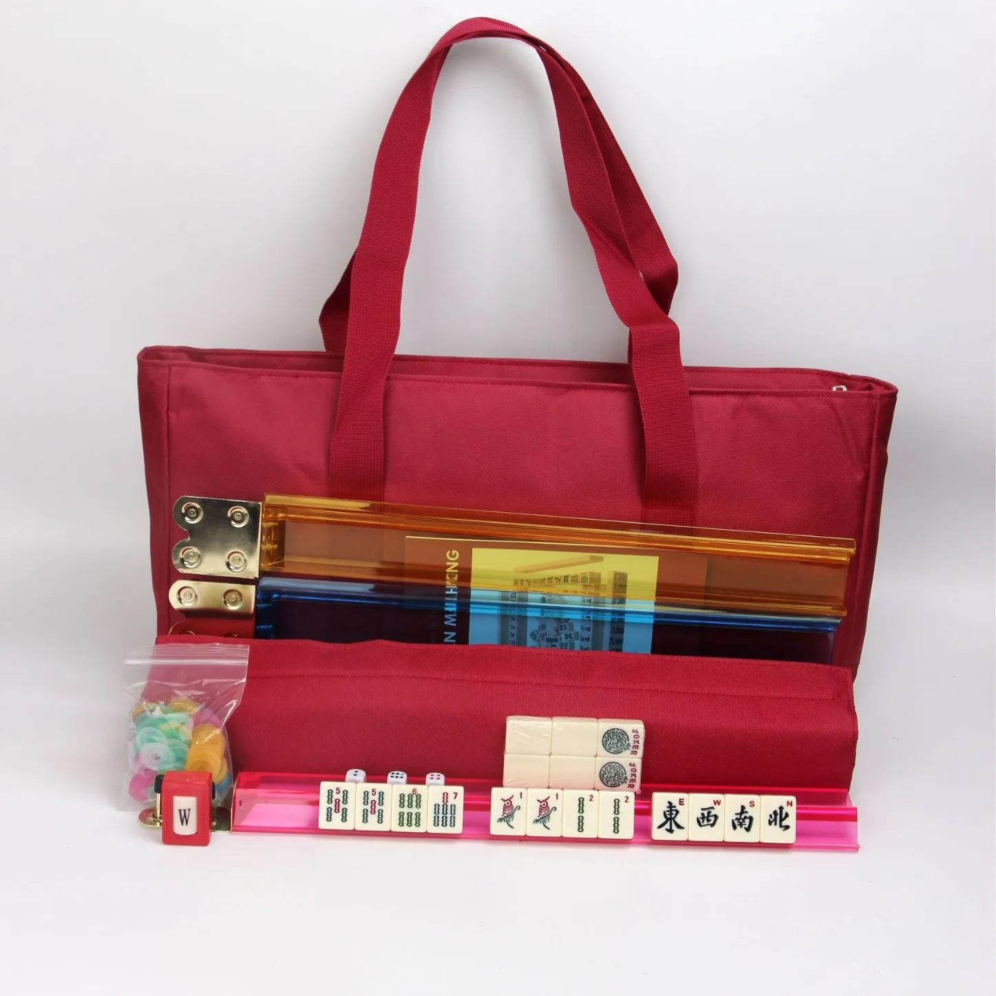 بلاط ماجونج صغير للسفر، مسكن، محمول دوين أحمر وأسود إبداعي جونغ