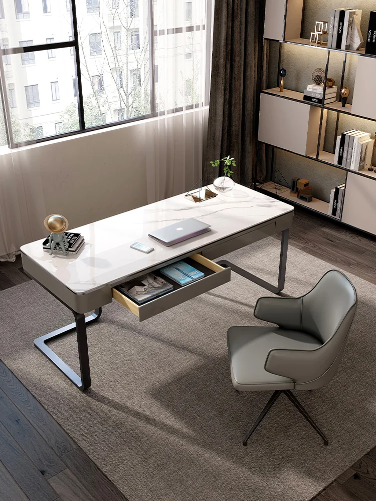 Italian glossy slate desk and chair combination with modern home small apartment study desk minimalist computer desk