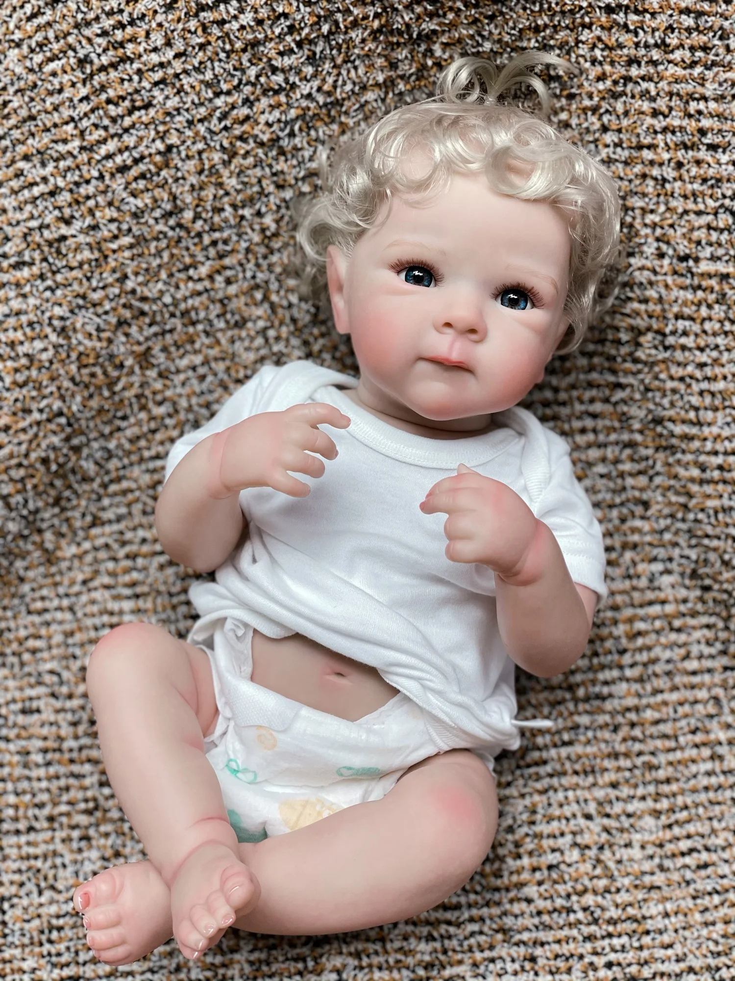 50 ซม.กันน้ํา Bettie Bebe Reborn สาวไวนิลเต็มรูปแบบ Rooted ผมสีขาว Handmade เหมือนจริงตุ๊กตาเด็กทารก Reborn