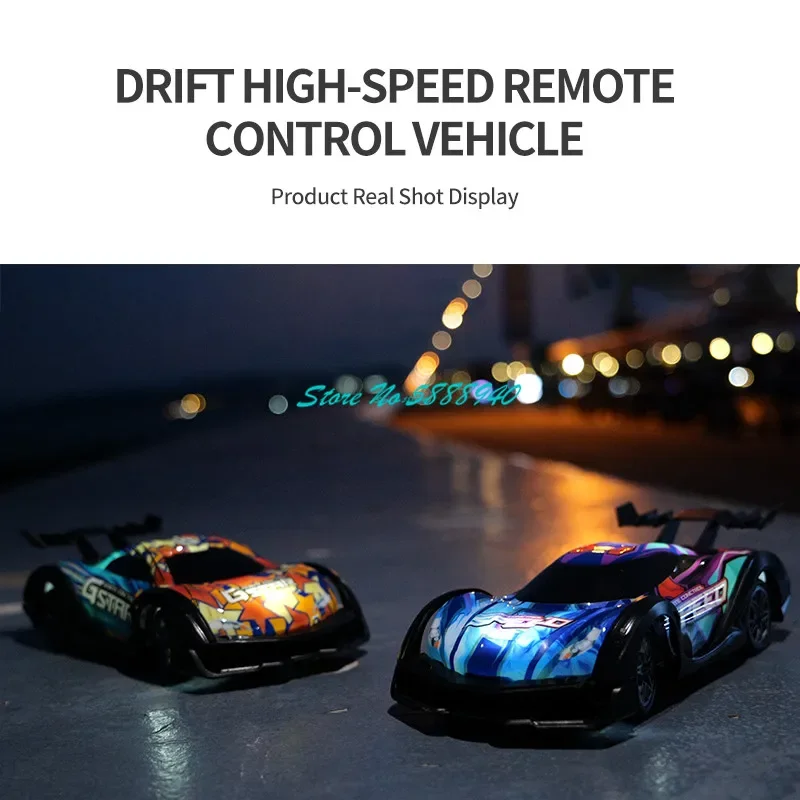 Professional Racing Drift Electric Remote Control Car 2.4G 4CH Long Life Cool LED Lighting Flat Run Style High Speed Rc Car Toy