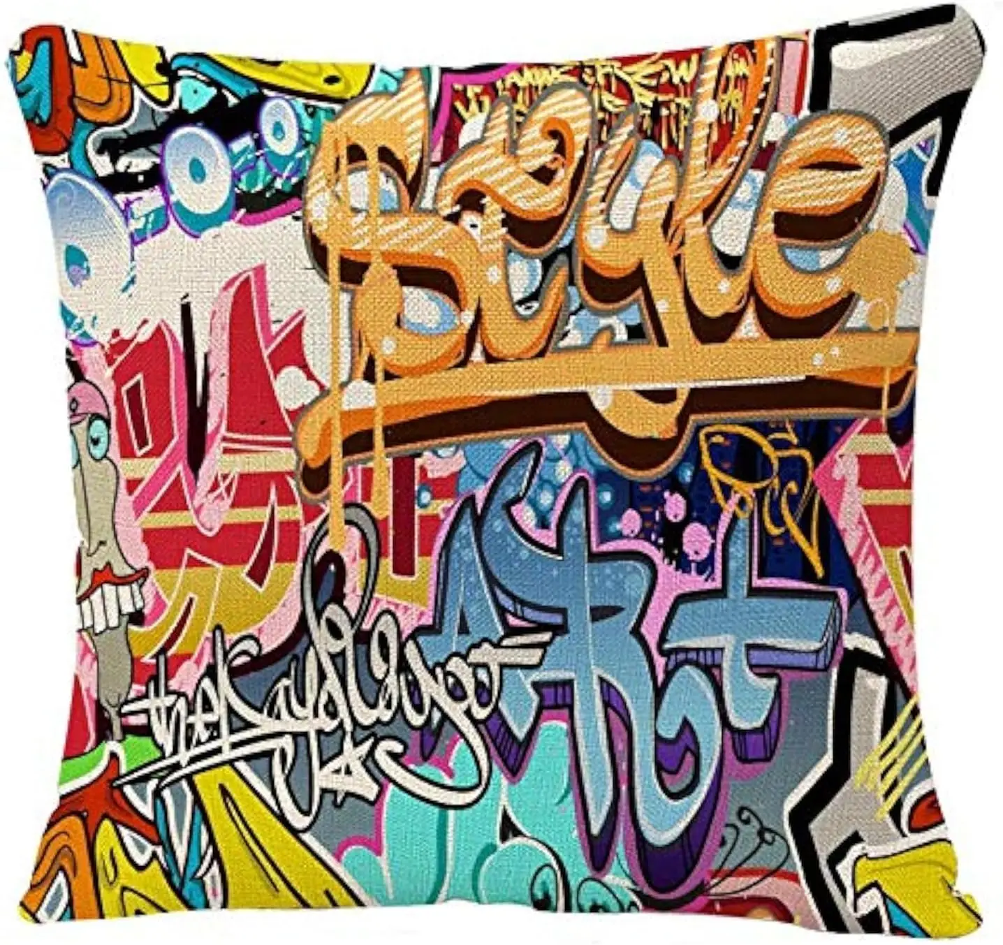 Throw Pillows Covers Colorful Graffitti Graffity Wall Street Grafitti Urban Rap Graphitti Throw Pillow Cushion Cover