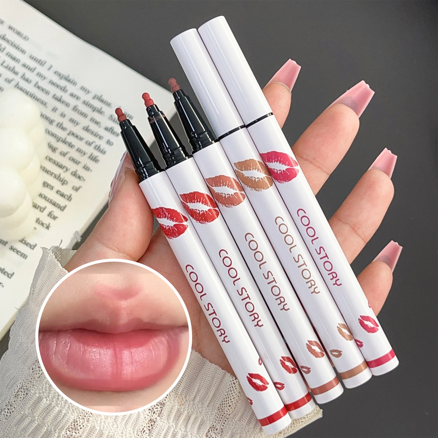 Sponge Gourd Head Liquid Lip Liner Długotrwała, szybkoschnąca, odporna na rozmazywanie, naturalna, matowa, miękka pomadka do ust Matte Lip Makeup Tools