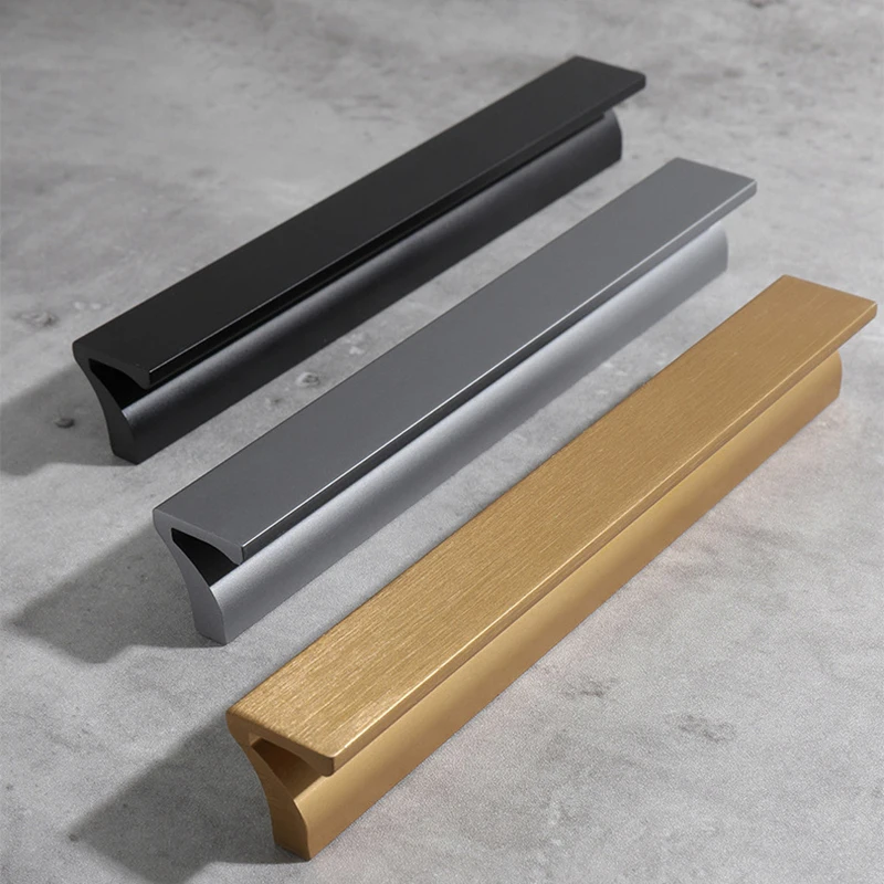 Beicai New Aluminum Alloy Long Handle Figure 7 Cabinet Pulls Black Kitchen Cabinet Handles Drawer Pulls Hardware