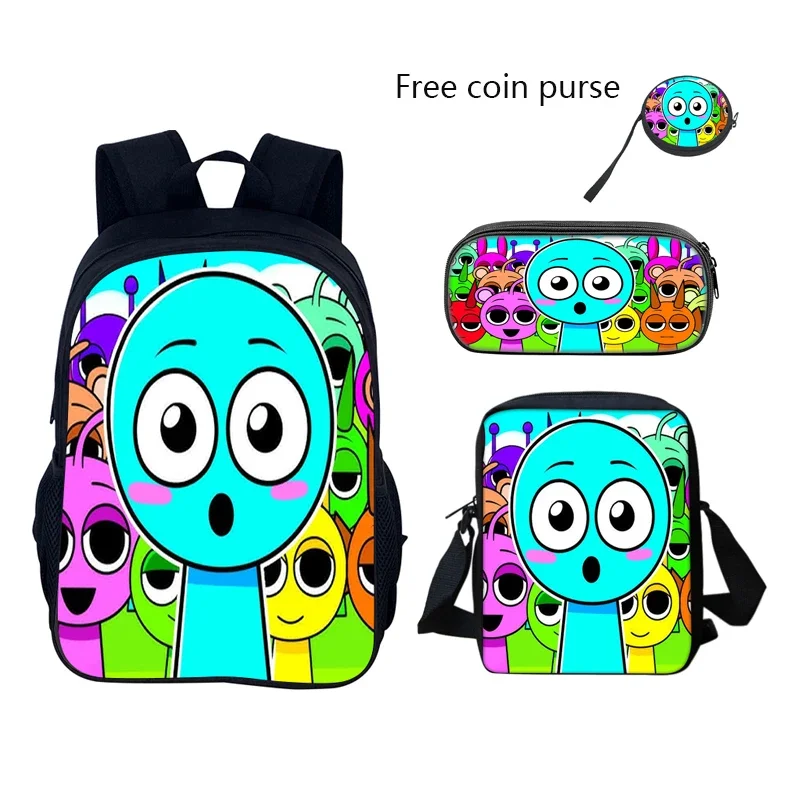 Sprunki กระเป๋าเป้สะพายหลังโรงเรียนเด็กพร้อมกระเป๋าสะพายกระเป๋าดินสอกระเป๋านักเรียนสําหรับชายหญิงของขวัญที่ดีที่สุด