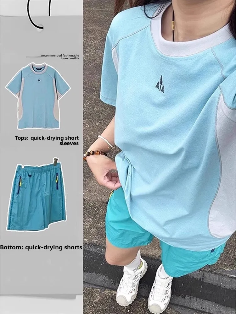 

Спортивный комплект Blue ey Qui Dry Women Summer Thin Ice Silk ort Sve Велосипедные орты Комплект из двух предметов круглый Ne Overhead Polye...