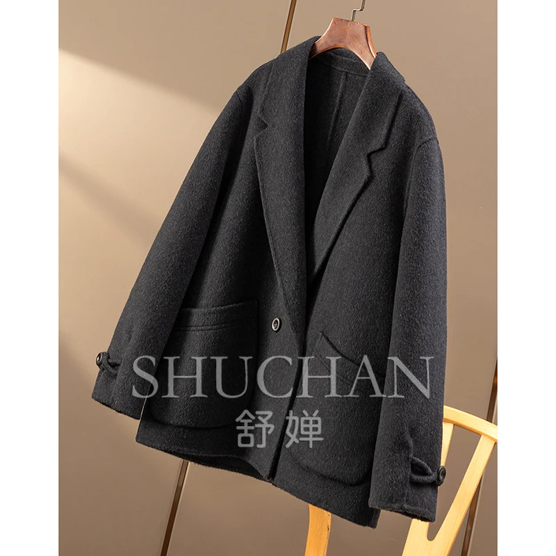 Wool Cashmere Double-sided Tweed Suit Short Coat Jacket Women's 81B0  Abrigos Mujer Invierno 2025