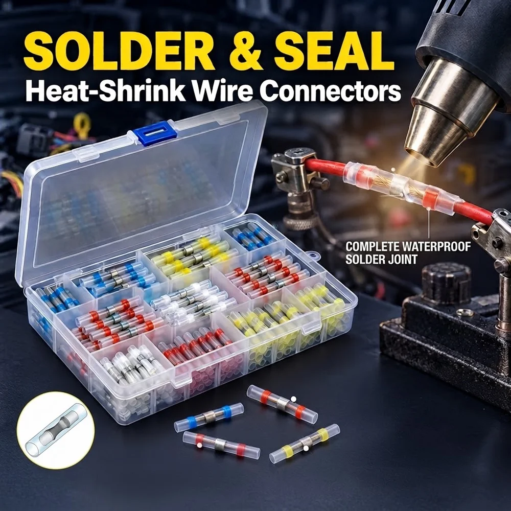 20-100Pcs Waterproof Heat Shrink Solder Wire Connectors Insulated Electrical Terminals Butt Splice Wire Crimp Connectors Tubings