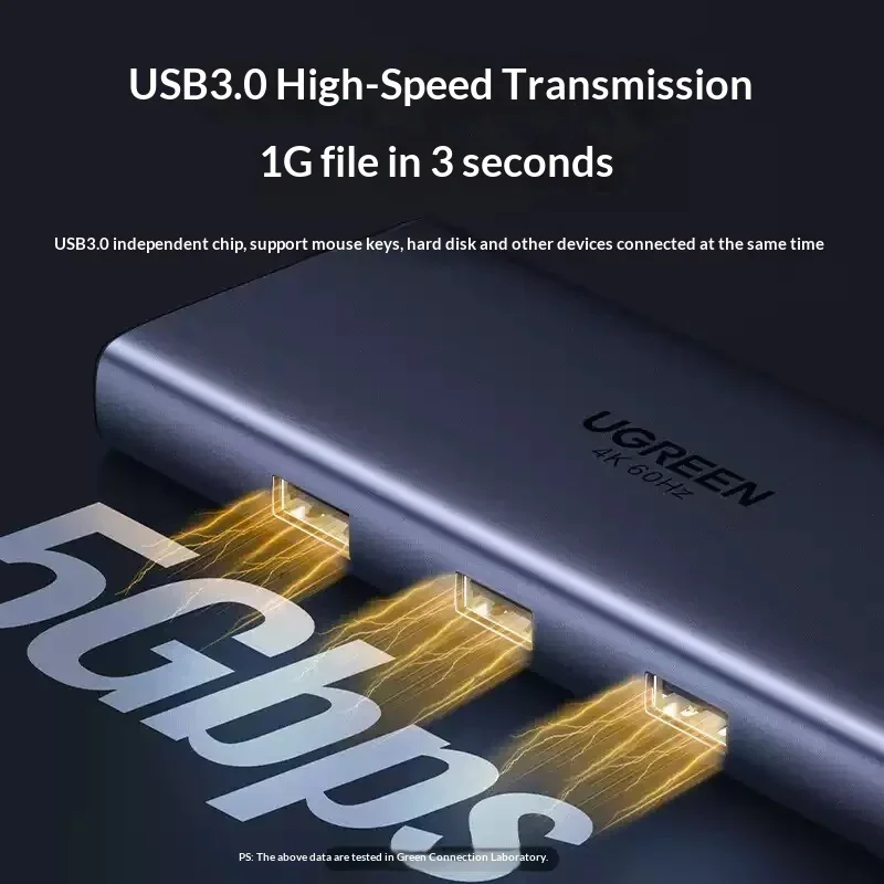 UGREEN 15770 USB C Docking Station Quad Display DP HDMI VGA 4K 60Hz Thunderbolt 4 Multiport Hub Adapter for Laptop Monitors.