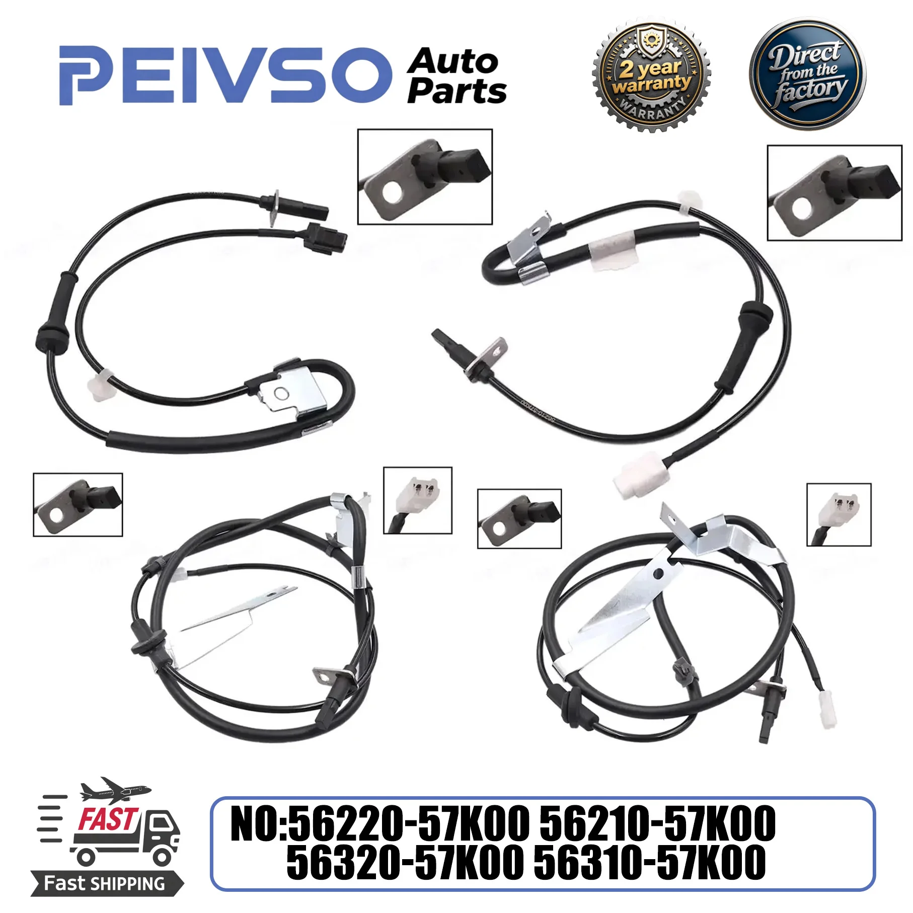 

PEIVSO ABS Speed Sensor 56210-57K00 56220-57K00 56310-57K00 56320-57K00 Front Rear LH/RH For SUZUKI SWIFT 2005-2020