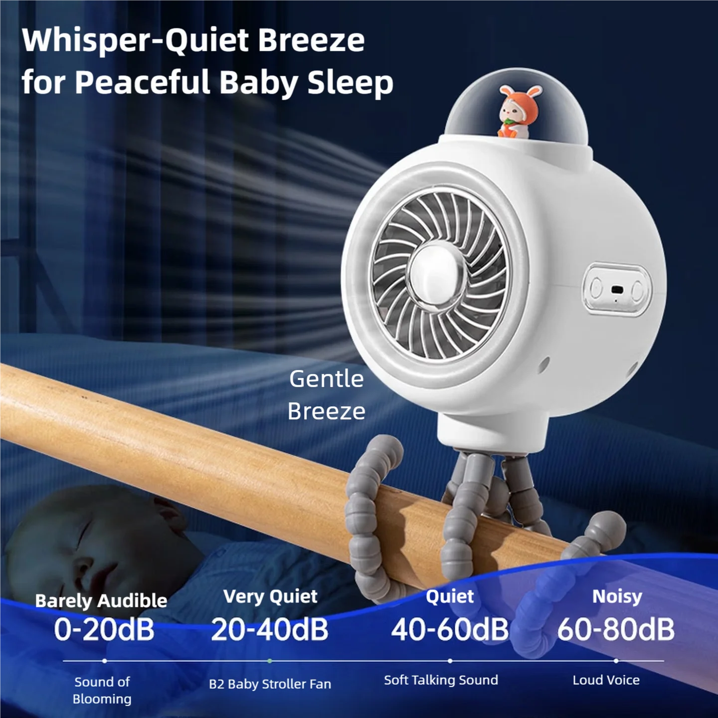 TINSOL Octopus Small Fan for Home Use Fully Automatic Silent Oscillating Outdoor Cooling Portable Baby Stroller Electric Fan